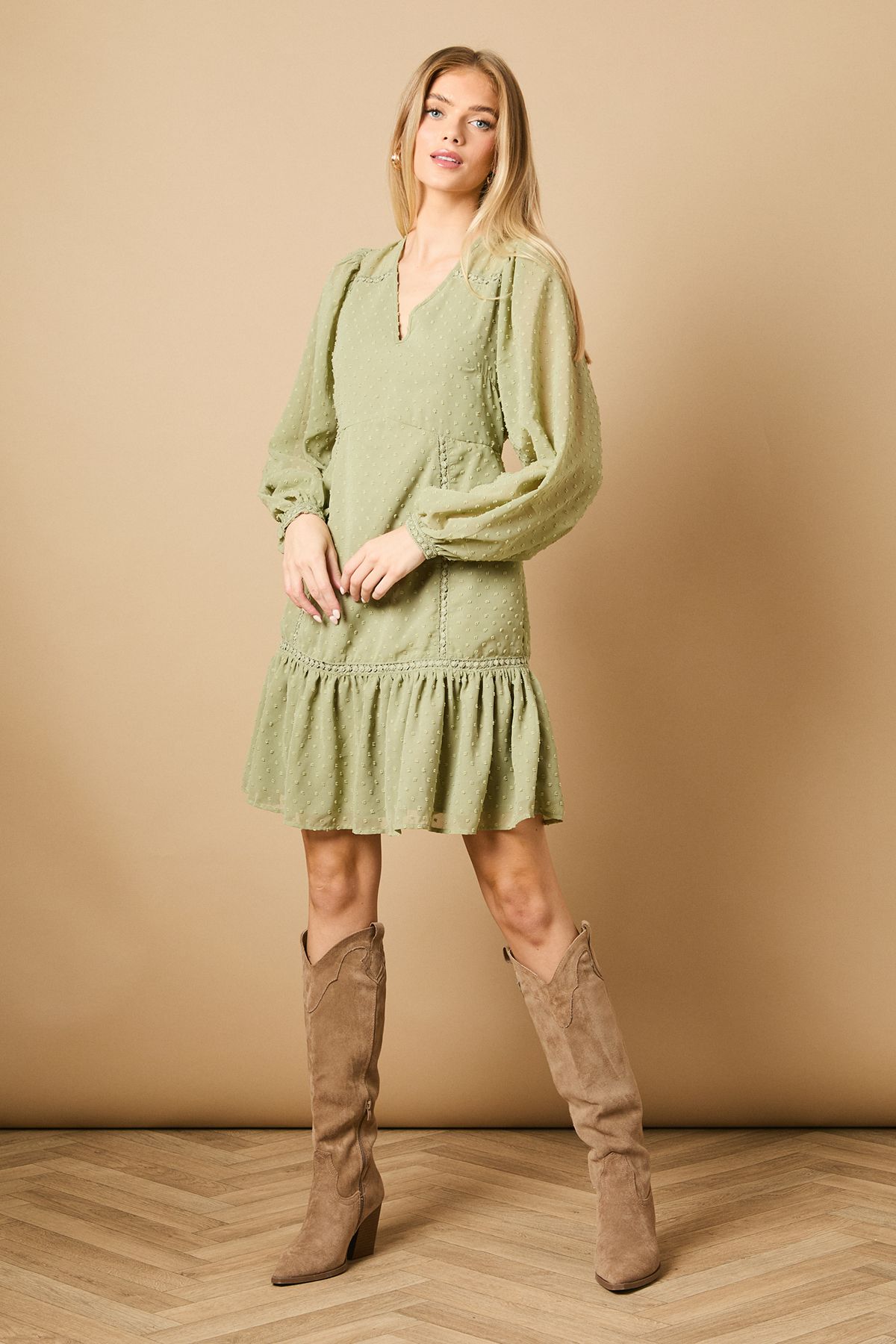 Oasis Trim Insert Detail Mini Dress