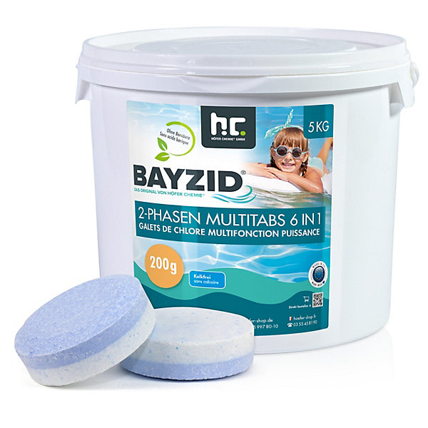 4 x 5 Kg Bayzid Galets De Chlore Multi-fonction 6-en-1 De 200g - Biphase