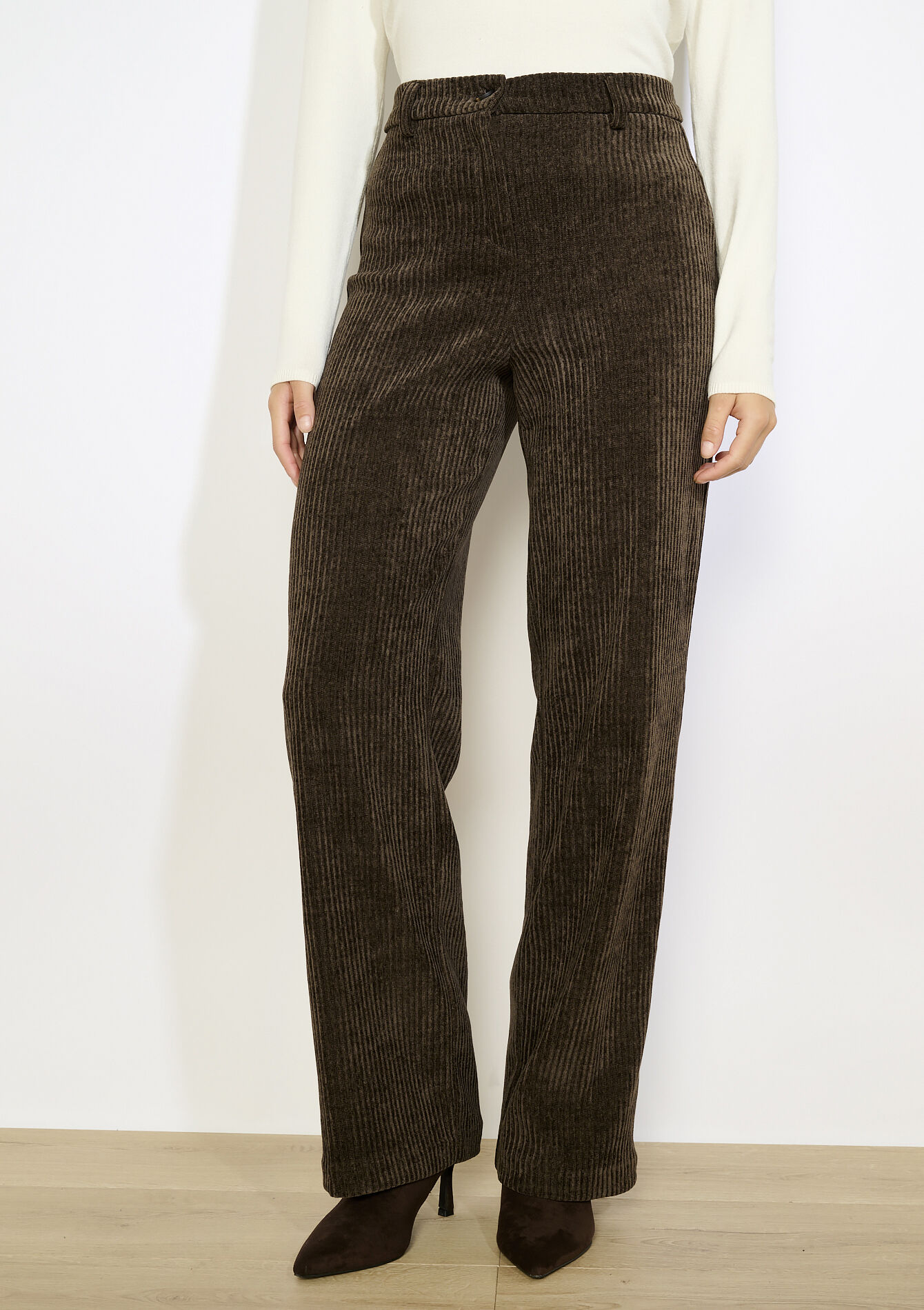 Ribfluwelen wijde broek