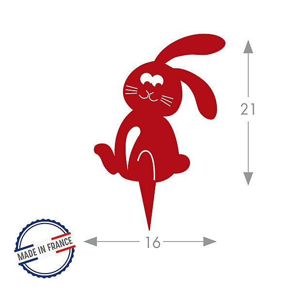 Louis Moulin Figurine à piquer lapin rouge - 21x18 cm - Acier époxy
