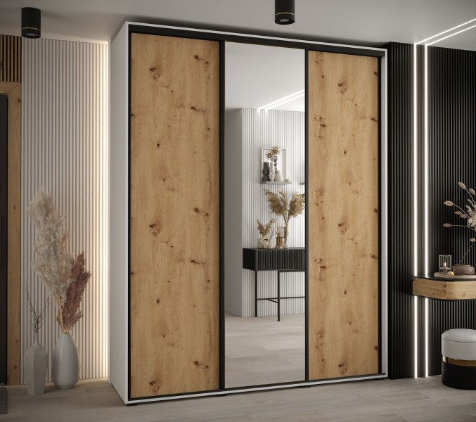 Szafa przesuwna 45 Cannes 3 190 biały artisan czarny