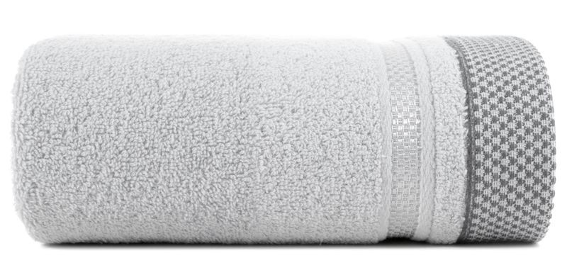 Ręcznik 50x90 srebrny z bordiurą w pasy 485g/m2 frotte