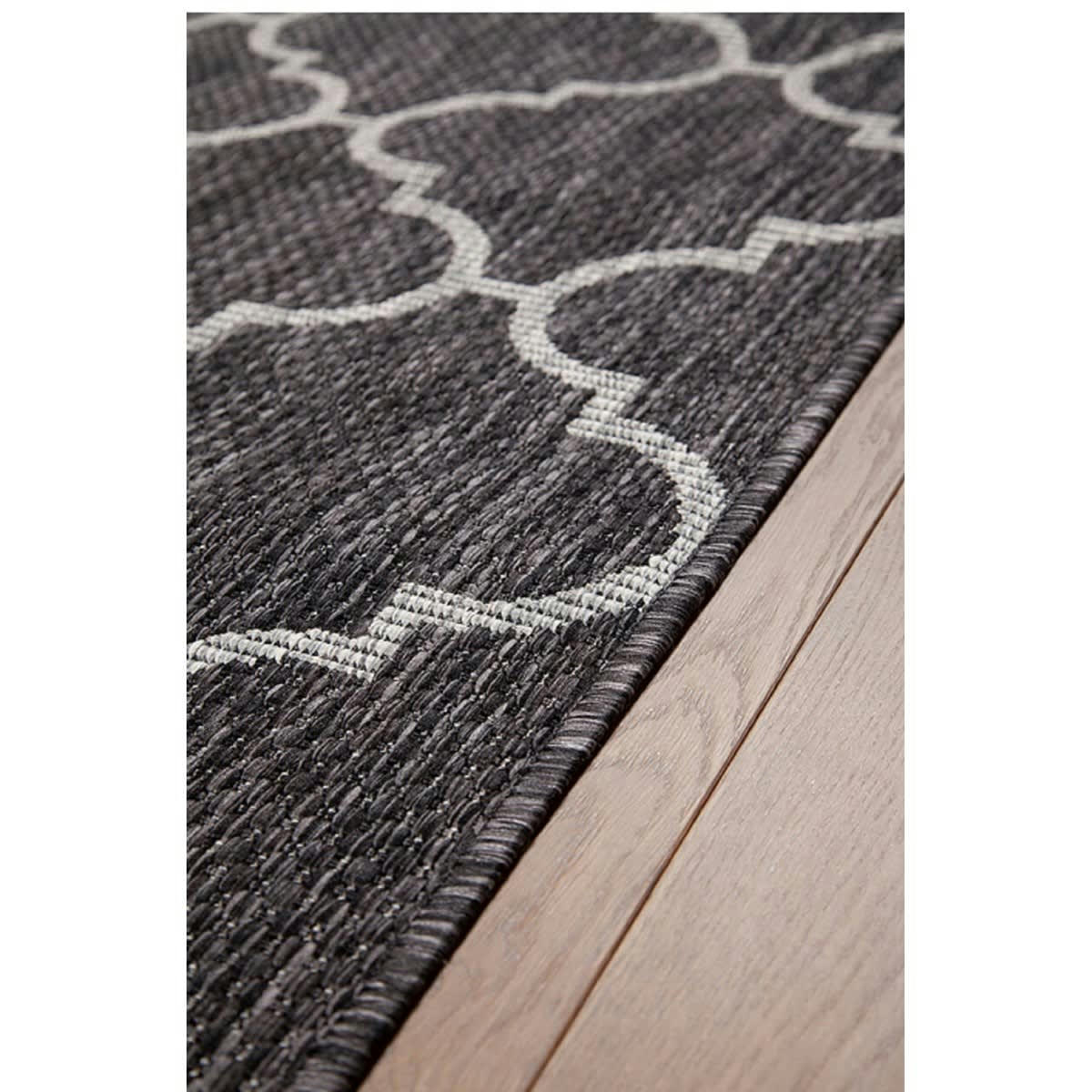 TREY - Tapis intérieur extérieur en polypropylène noir 120x170 cm