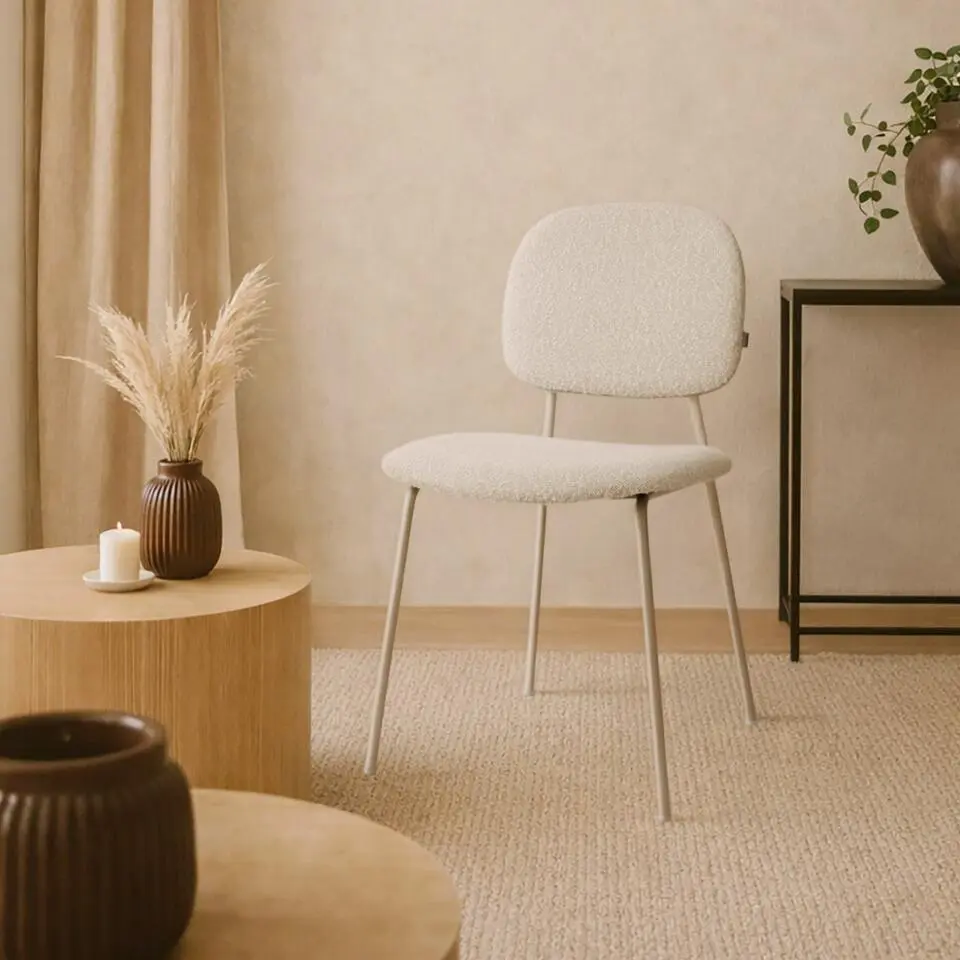 Nolon Jasmijn Eetkamerstoel Boucl&eacute; Beige - Grijsbeige