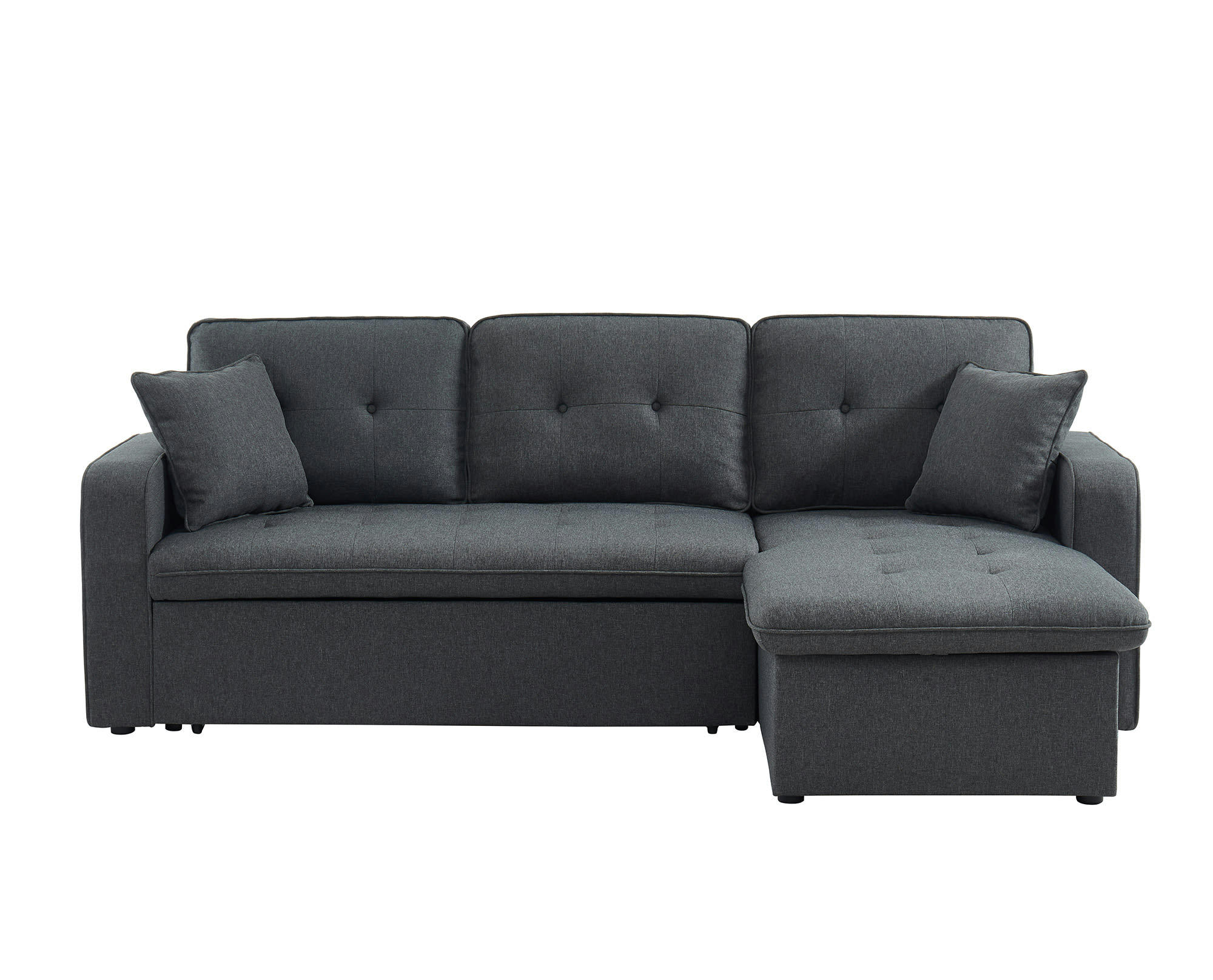 CANVAS - Canapé d'angle convertible en tissu 4 places anthracite