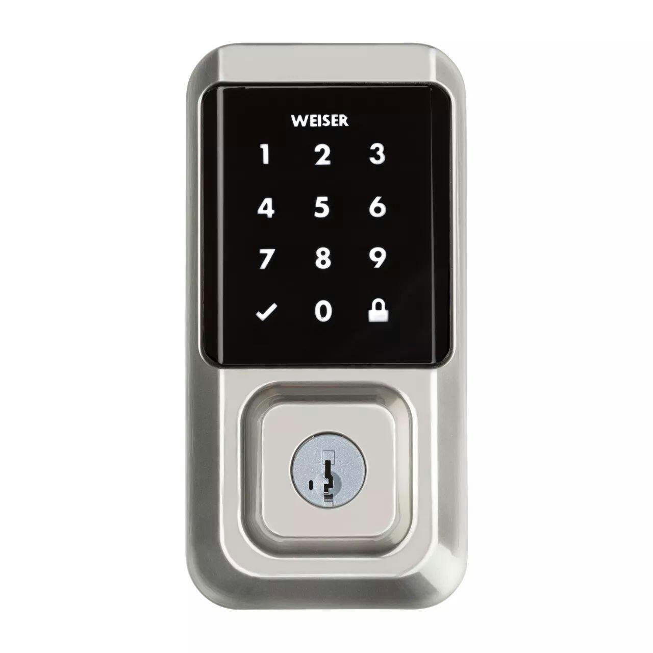 Weiser Halo Electronic Touch-Screen Keypad Wi-Fi Deadbolt Door Lock, Satin Nickel