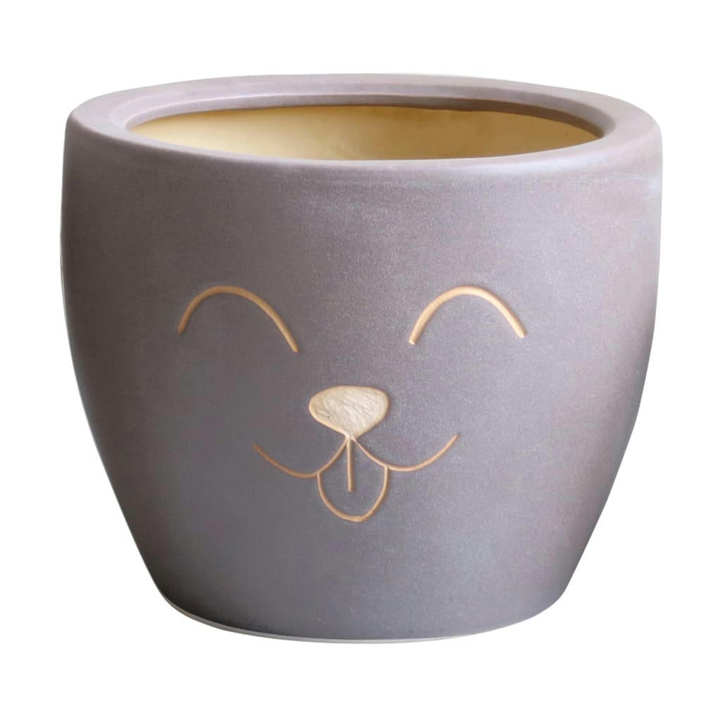 PETSY - Cache pot taupe en terre cuite H13cm