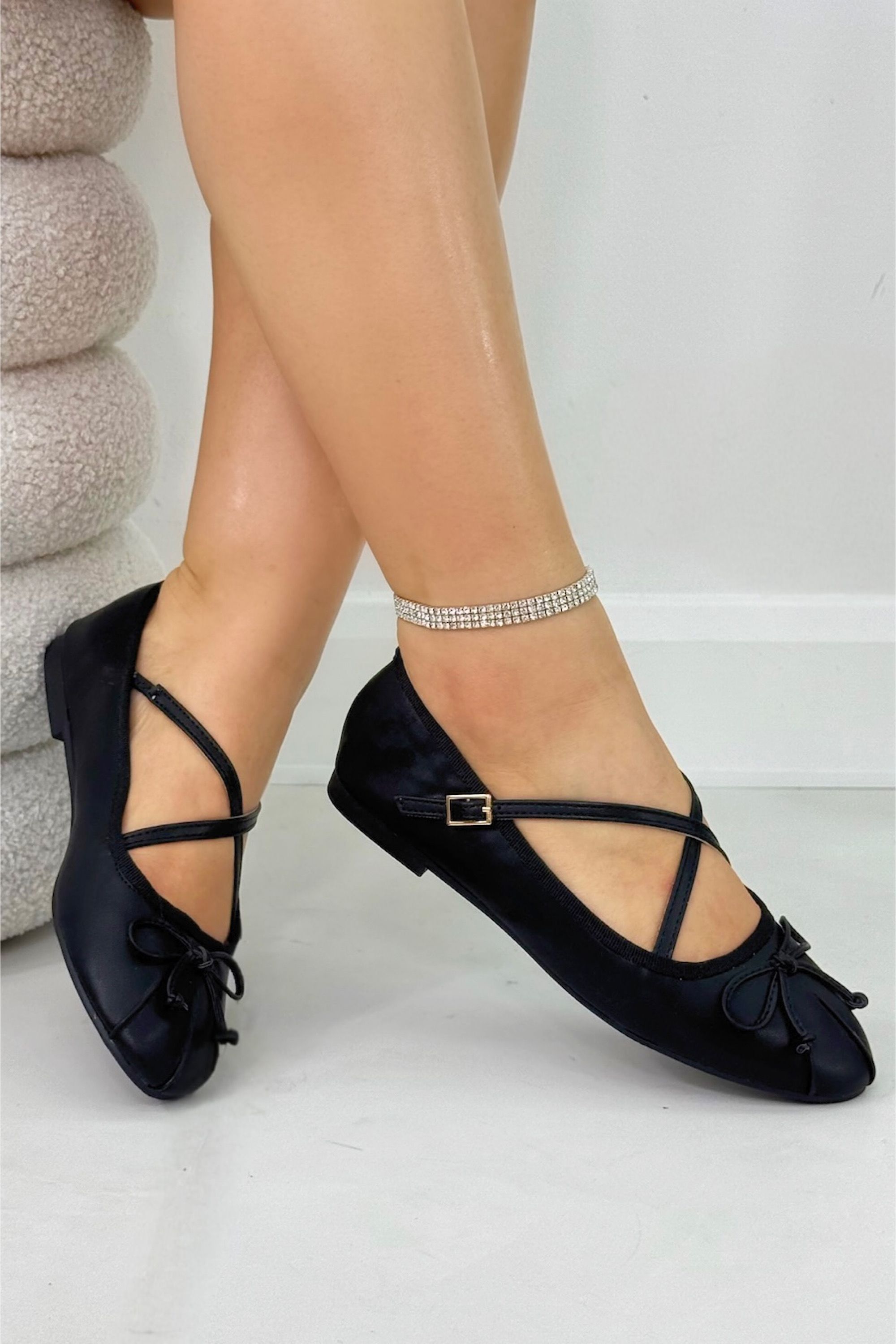 Love Lemonade Chic Bow Crisscross Strap Ballet Flats