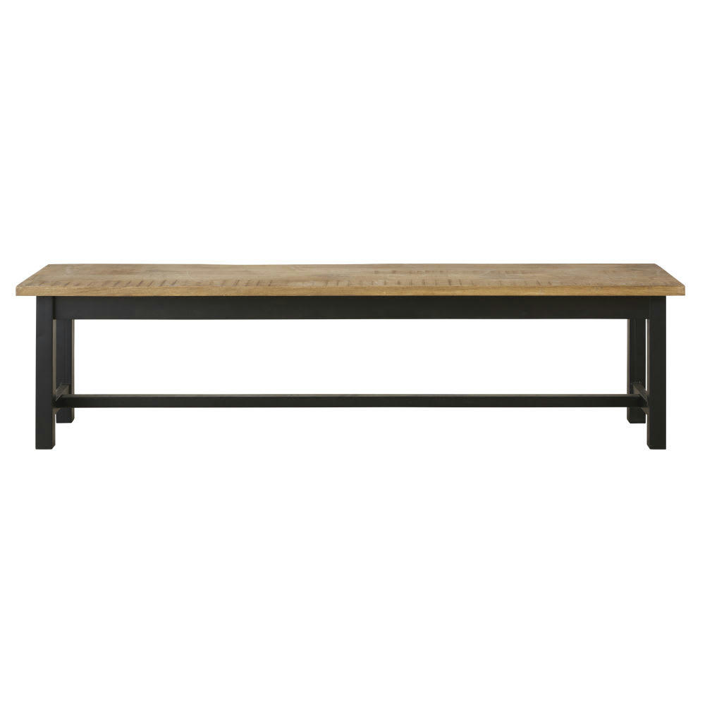 Alfred - Banc en manguier massif et métal noir mat