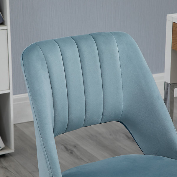 Chaise de Bureau Pivotante - Velours Bleu, Confort Ergonomique et Stabilité, Dimensions 49x60x91 cm