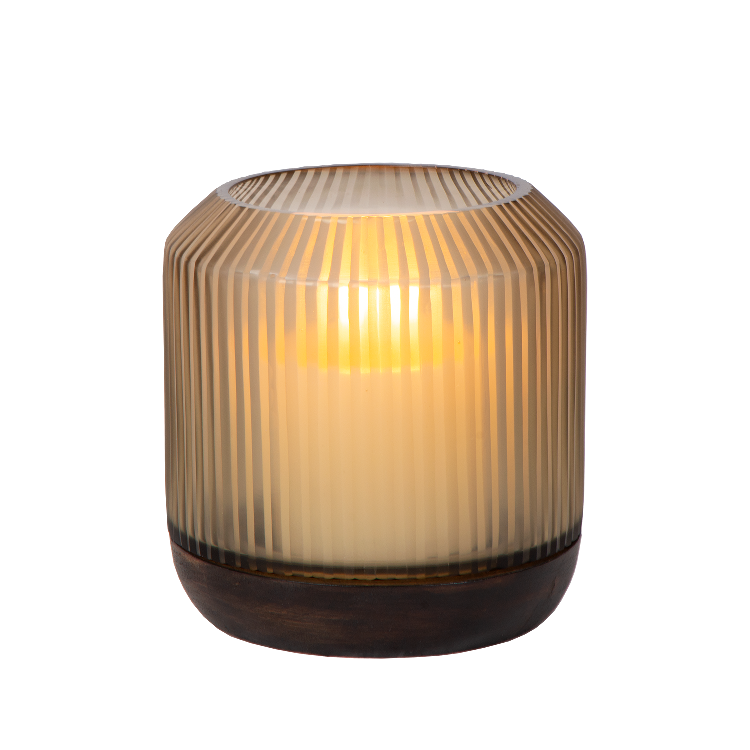 Atmooz Sablon kaarsenhouder M - donker hout & glas