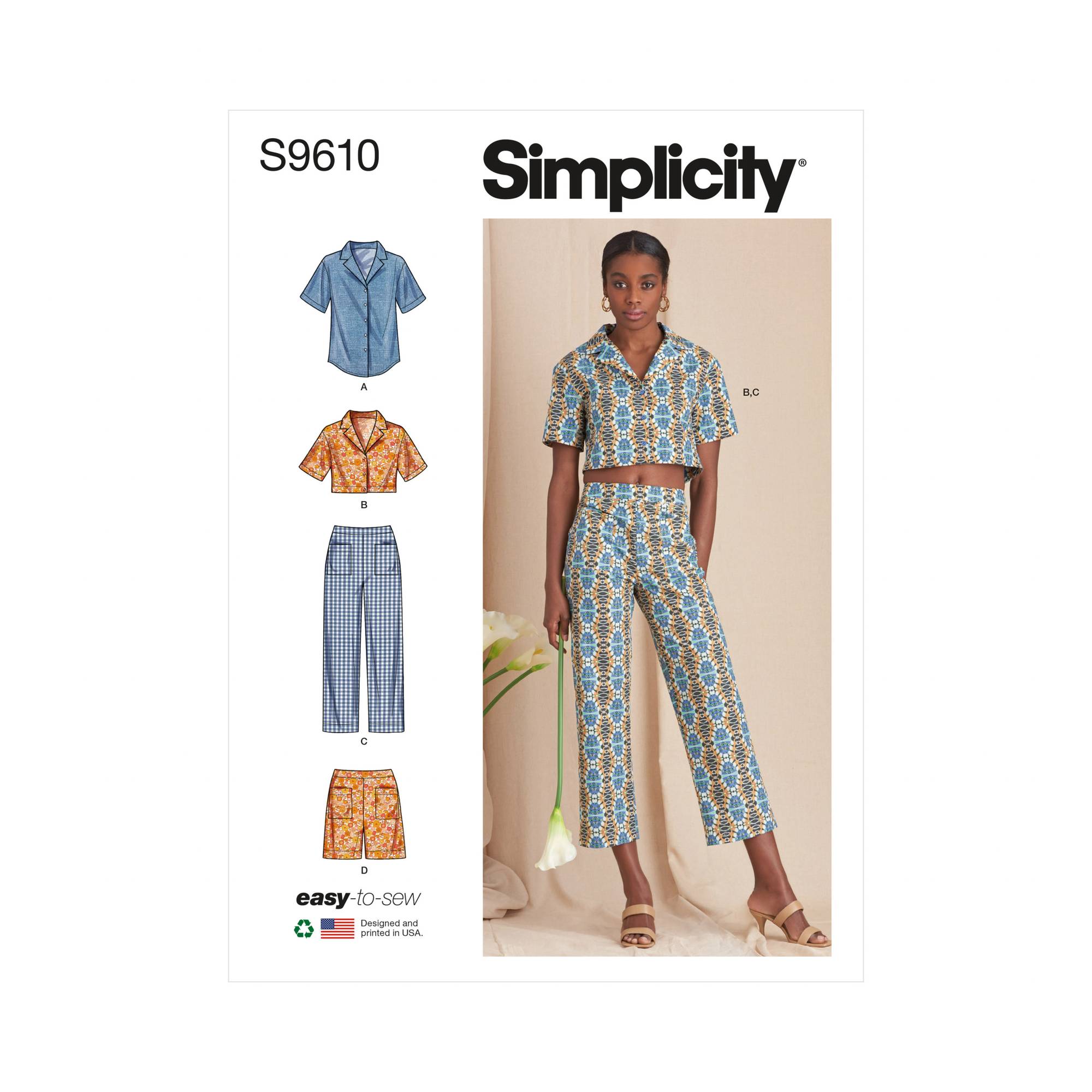 Simplicity Women’s Top and Shorts Sewing Pattern S9610 (6-14)