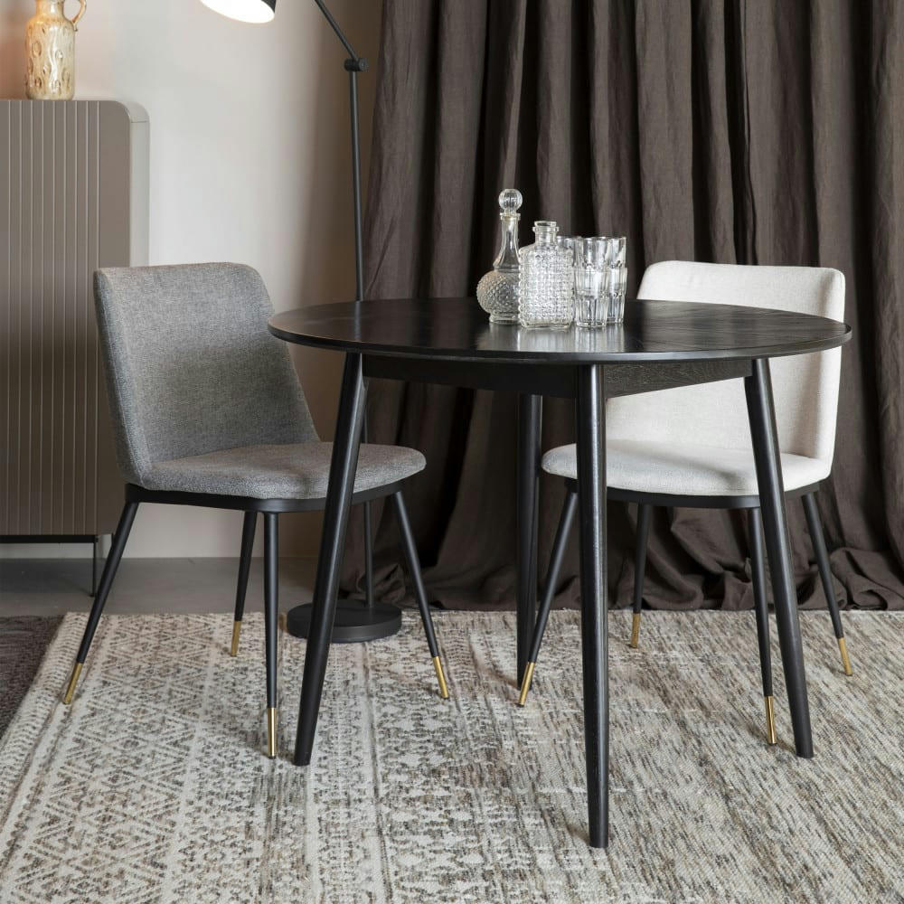 LIONEL - Lot de 2 chaises en tissu et métal beige