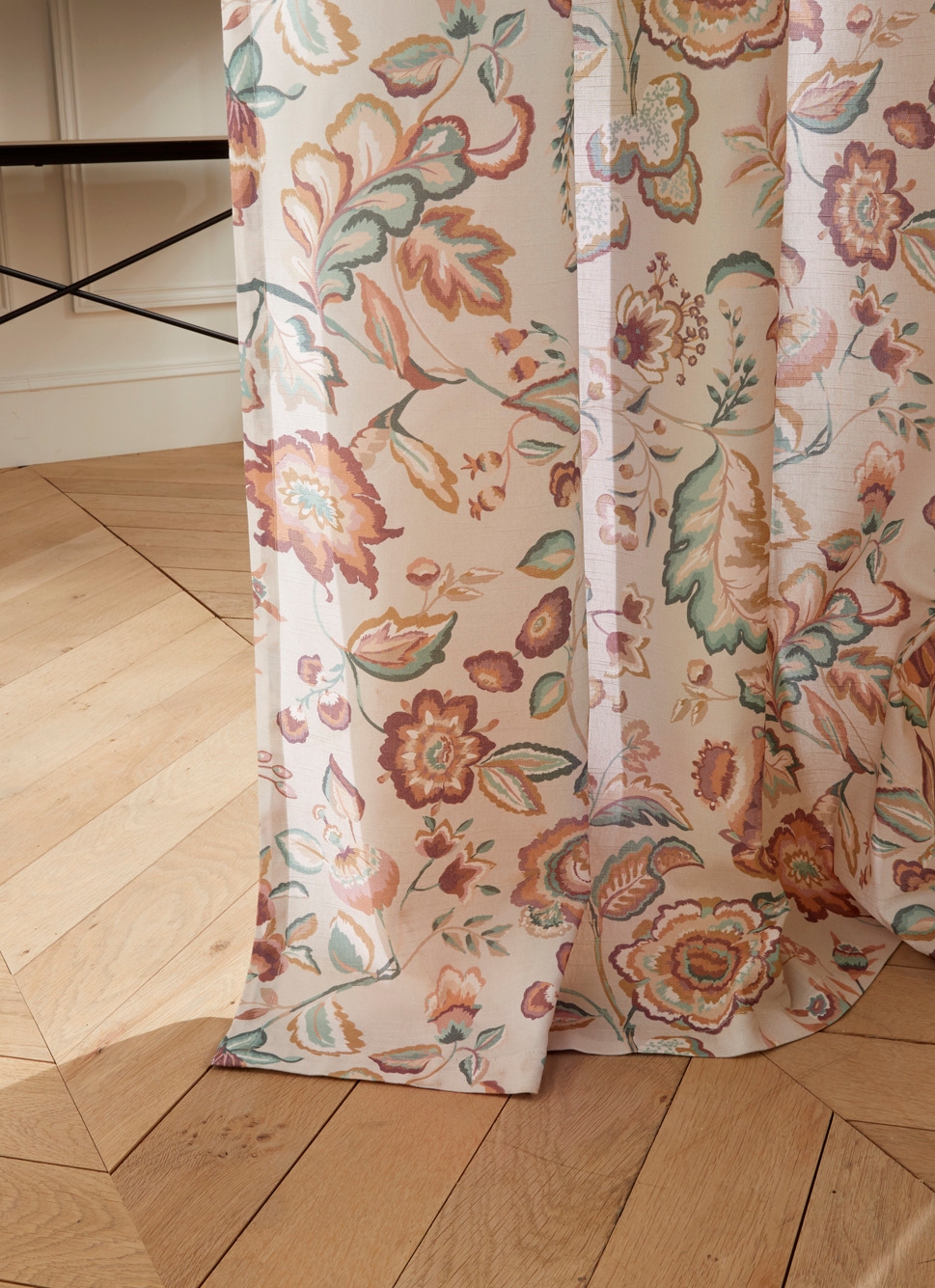 RIDEAU IMPRIMÉ FLEURS INDIENNES SILK MULTICOLORE