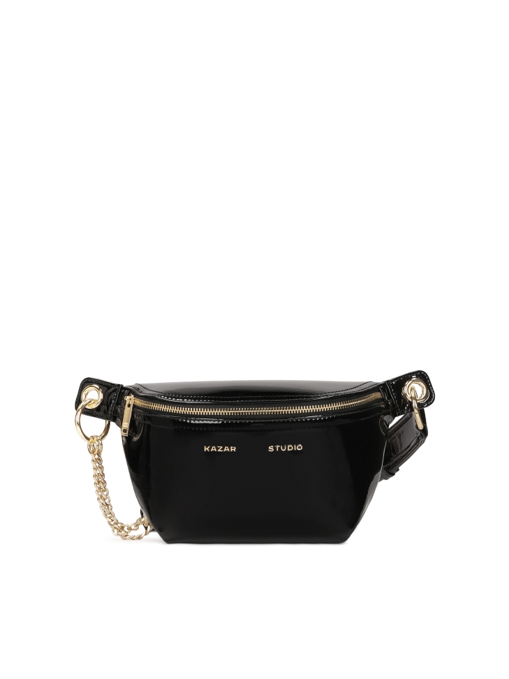 Patent leather belt bag