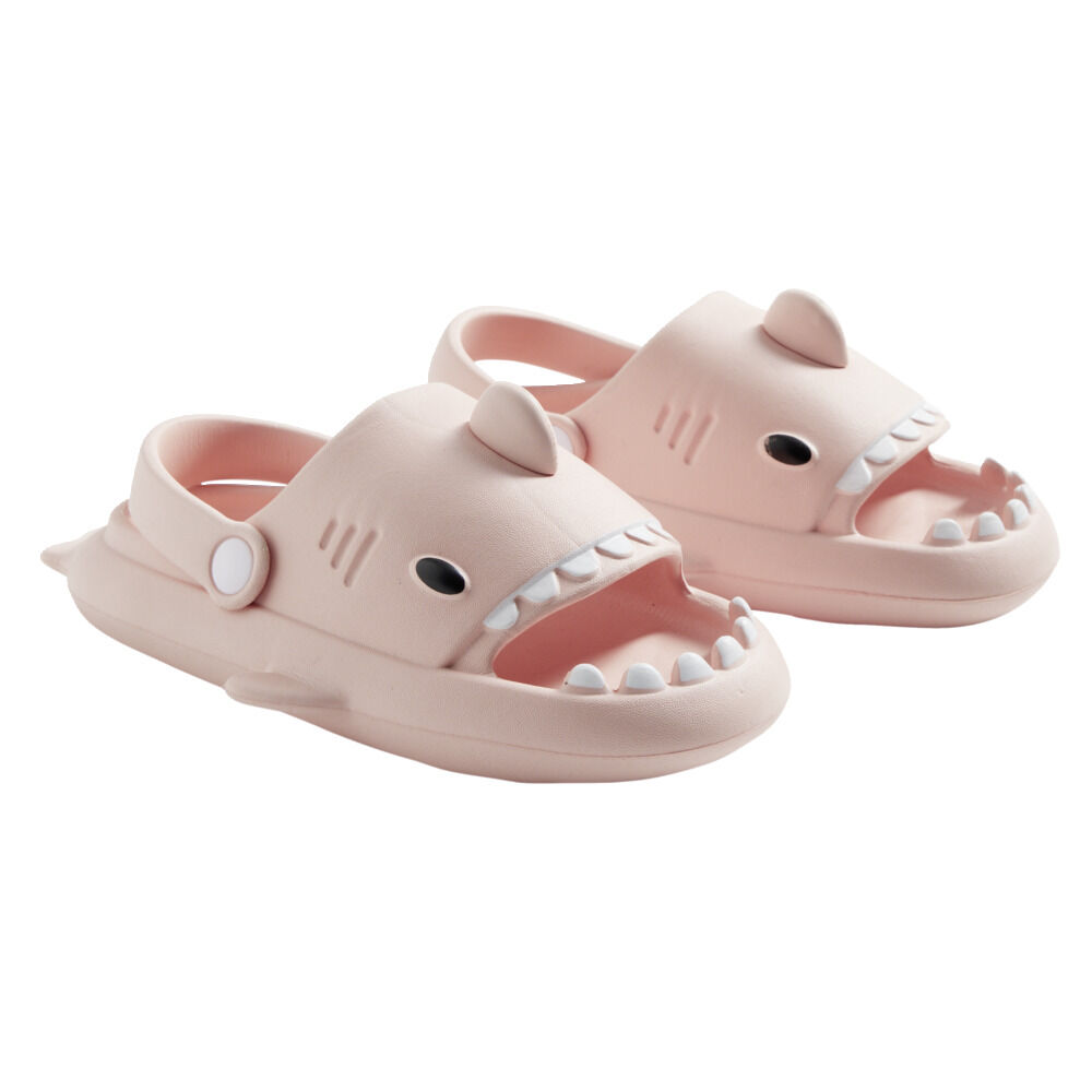 Chaussons requin enfant caoutchouc gris et rose 26/27