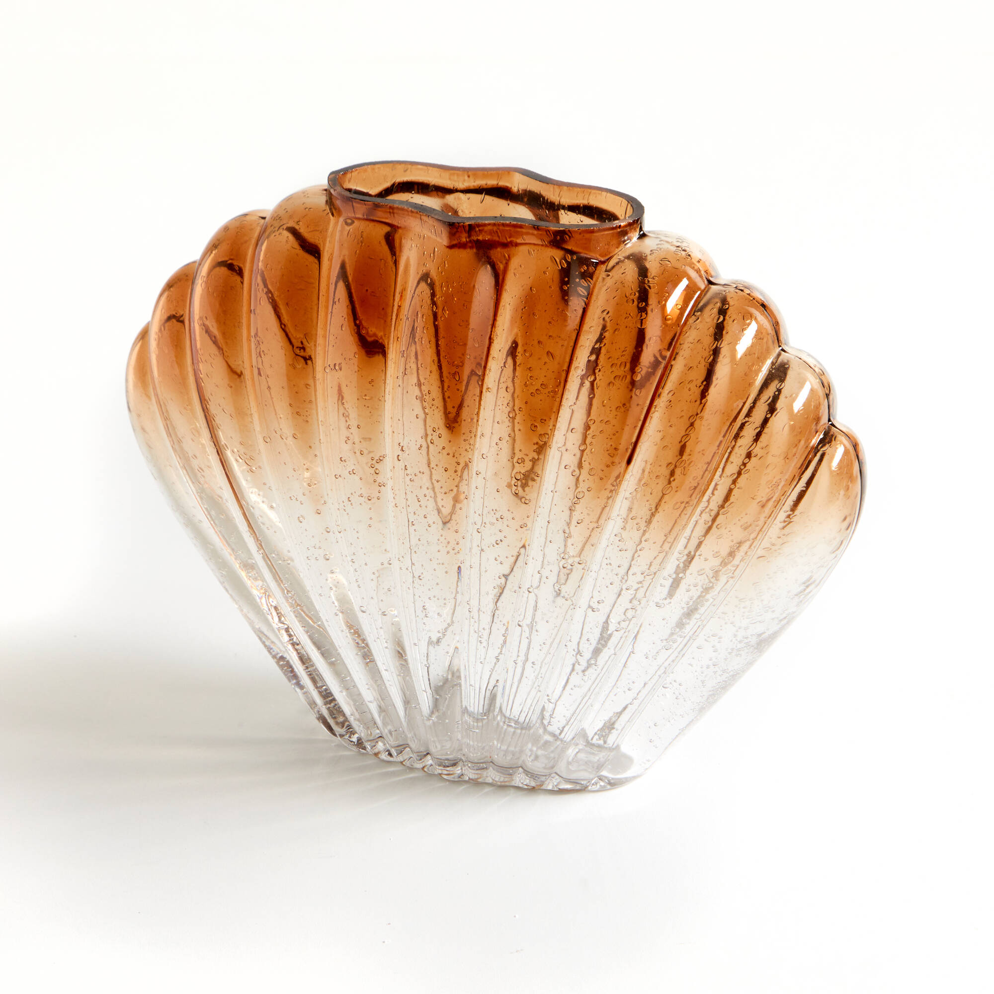 Vase coquillage en verre bicolore