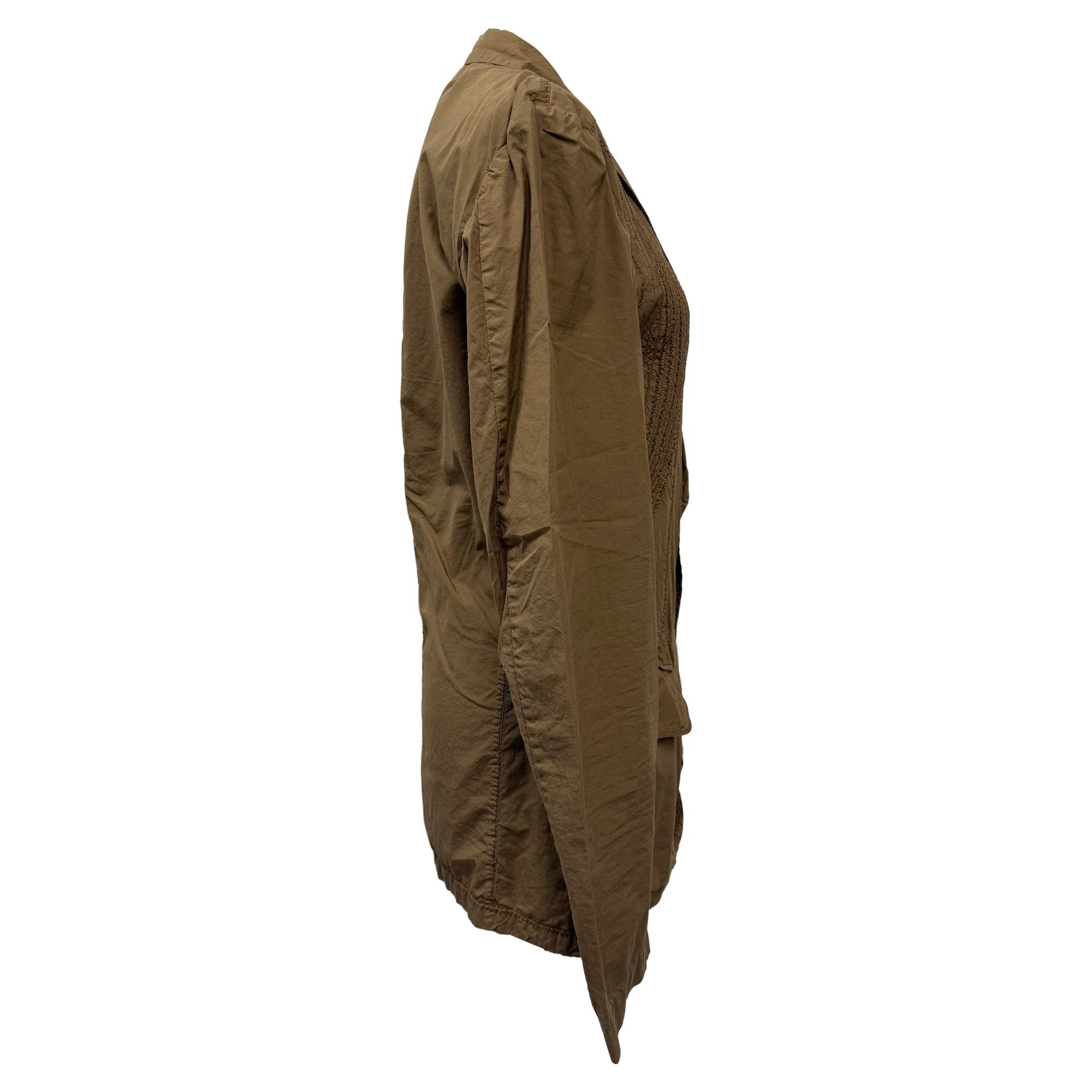 Bottega Veneta Preloved Single-Breasted Detailed Stitch Blazer in Brown Cotton