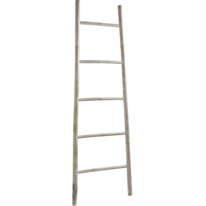 - Échelle porte serviette en bambou blanchi