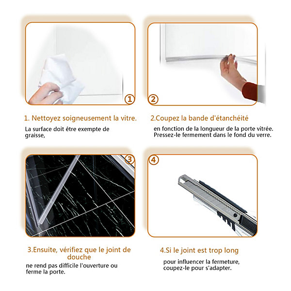 Joint de porte de douche 1000mm SIRHONApour paroi en verre de 6mm ou 7mm
