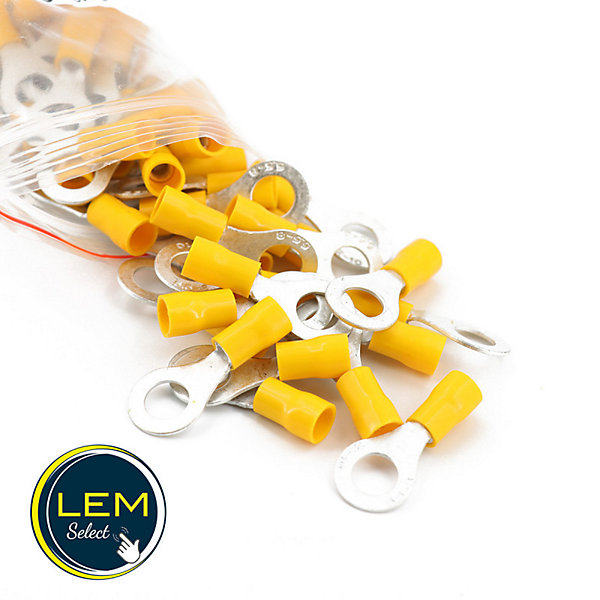 Lot de 50 - Cosse ronde diam8 pré-isolée jaune
