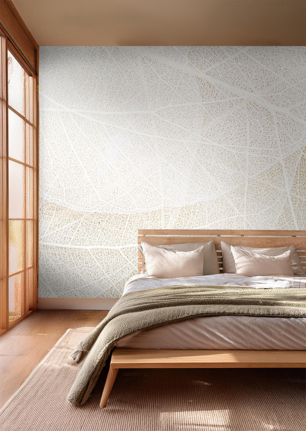 Sanders & Sanders fotobehang bladeren beige en wit - 375 x 270 cm - 600970