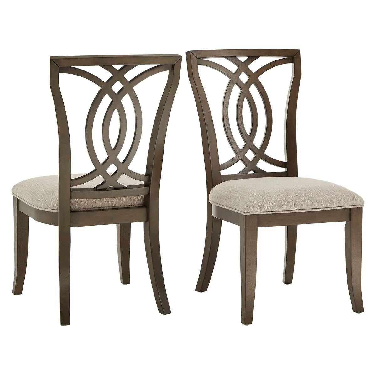 Sullivan Dark Walnut Finish and Beige Fabric Dining Chair (Set of 2) by iNSPIRE Q Classic