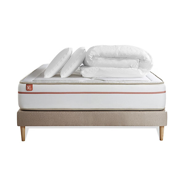 Pack sommier kit matelasMémoire de forme avec couette et oreillers