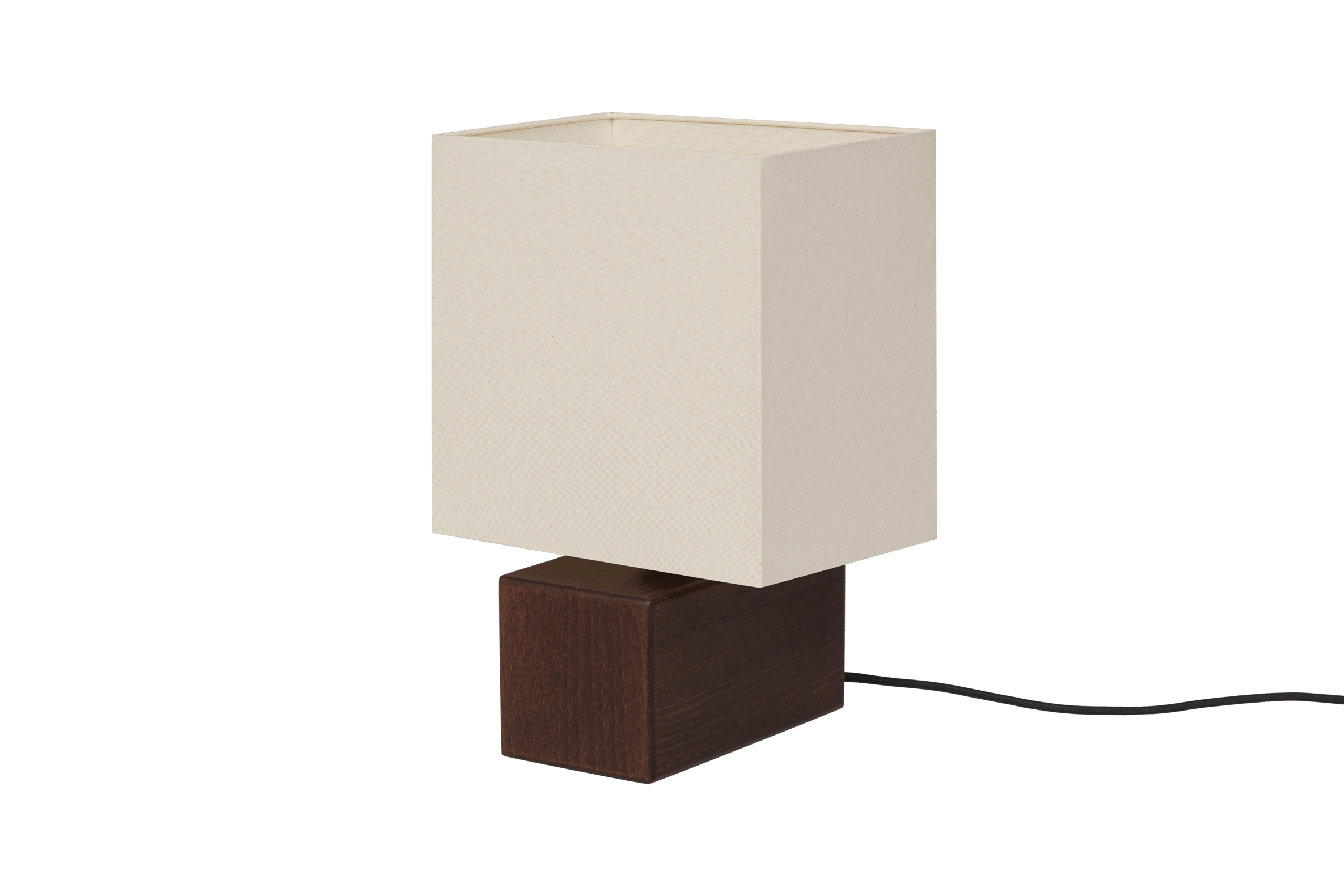 noo.ma Zam tafellamp - geometrisch, hout en textiel, Cocoa Brown