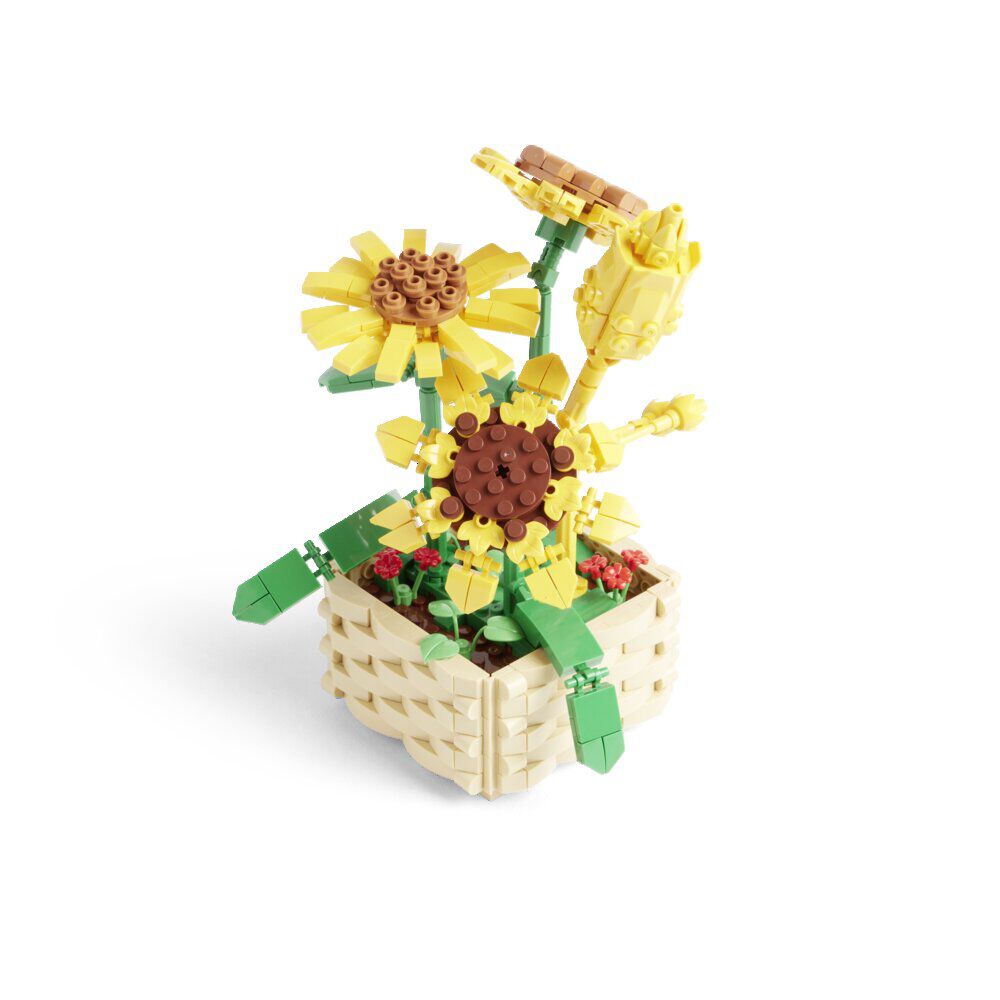 Pot avec fleurs en bloc de construction - 3 modèles