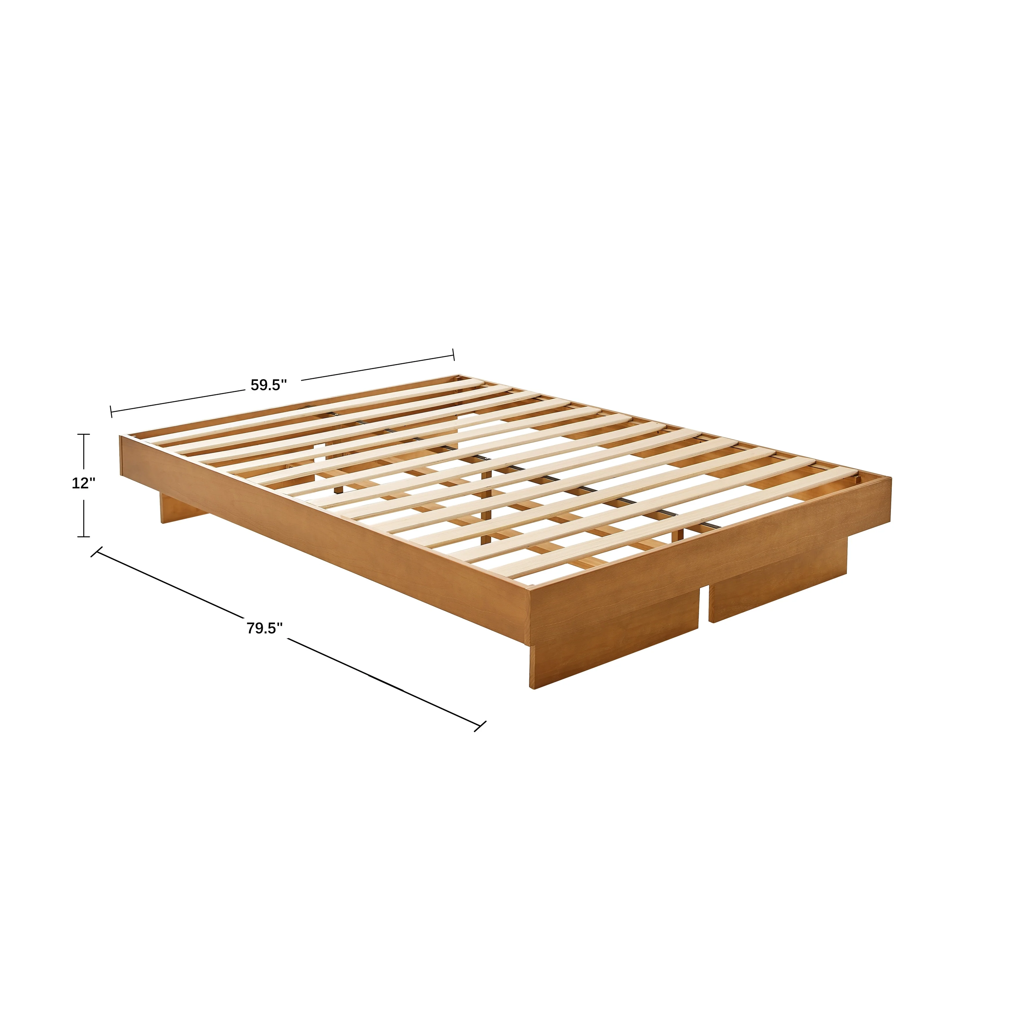 MUSEHOMEINC Solid Wood Float Bed Frame,Mattress Foundation(No Boxspring Needed)