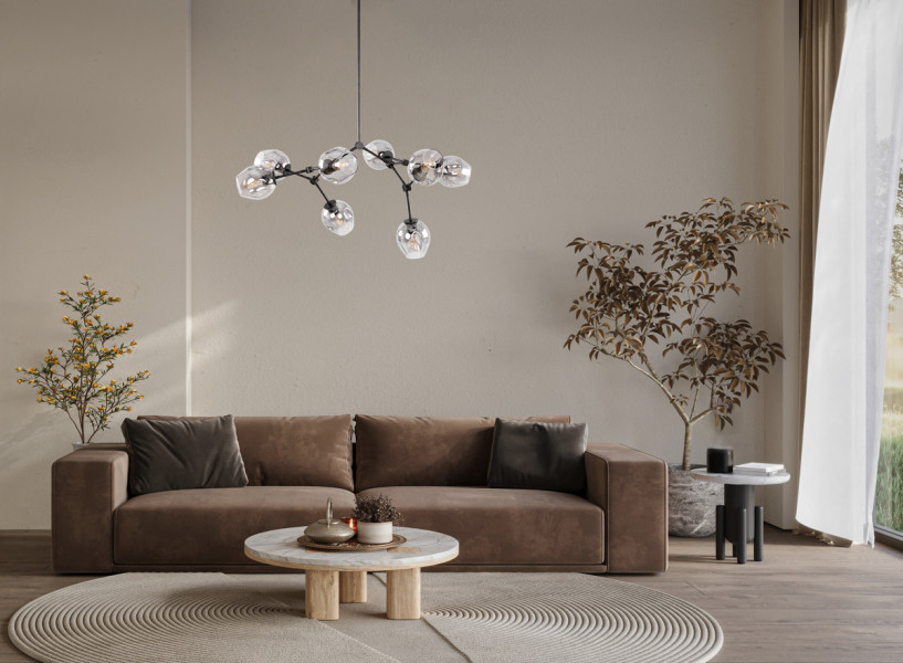 Lampa wisząca czarna FERRAL 8xE27x60W wym: 119x104x80 cm Italux