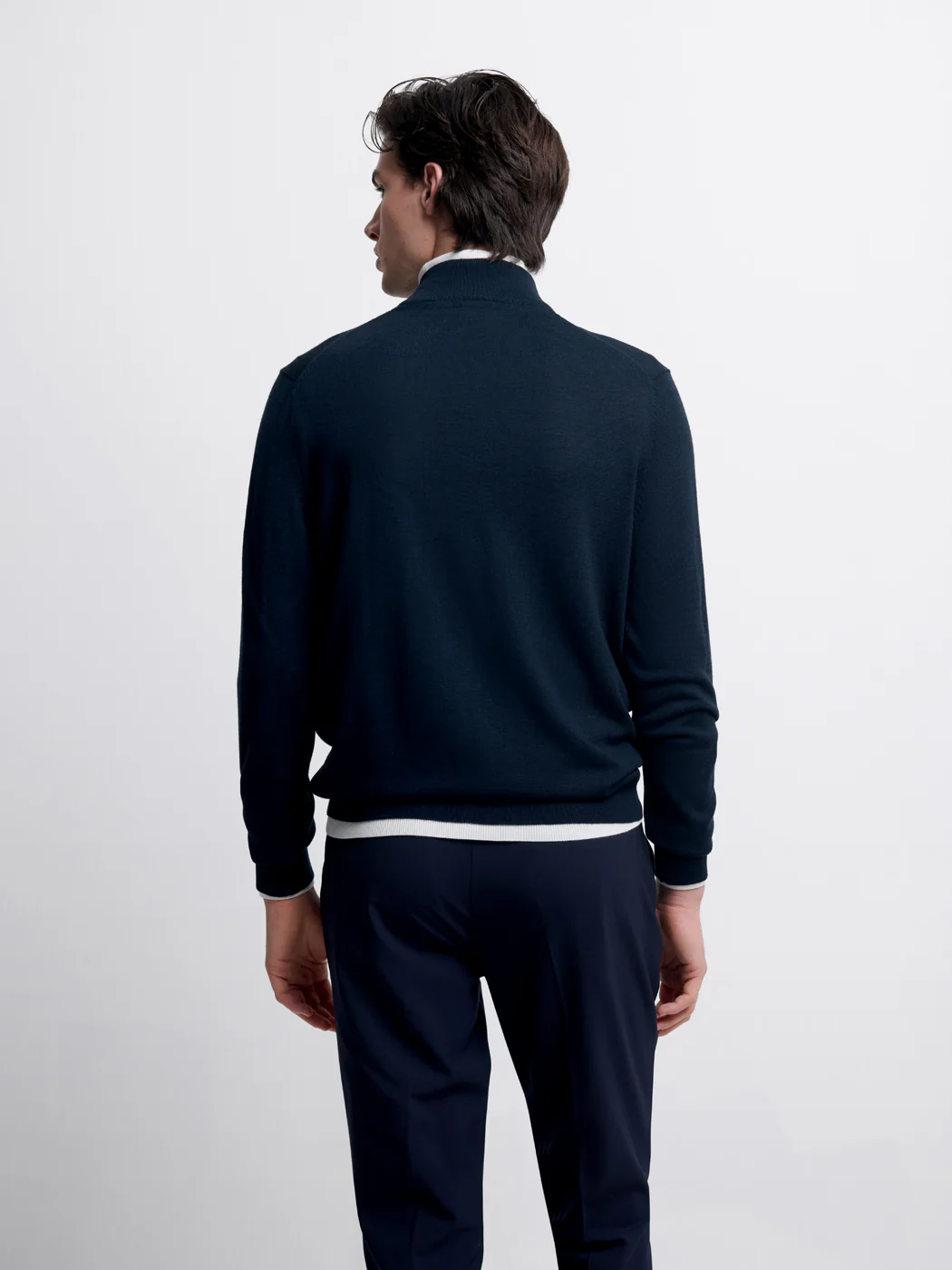 Pull col cheminée zippé en laine Mérinos