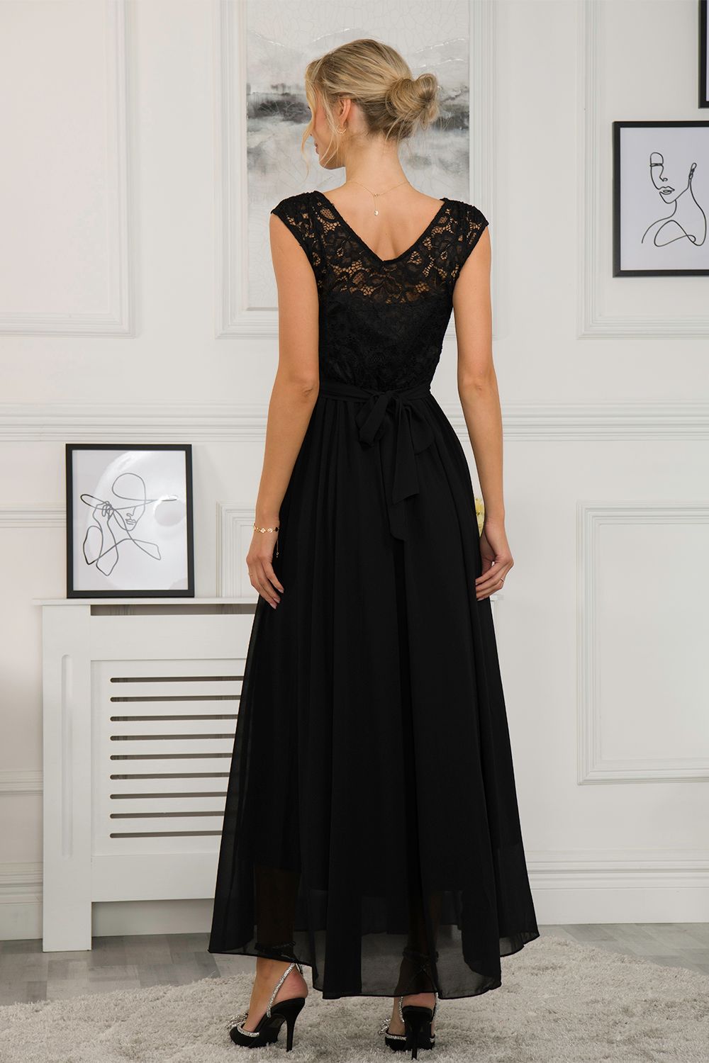 Jolie Moi Lace Bodice Maxi Prom Dress
