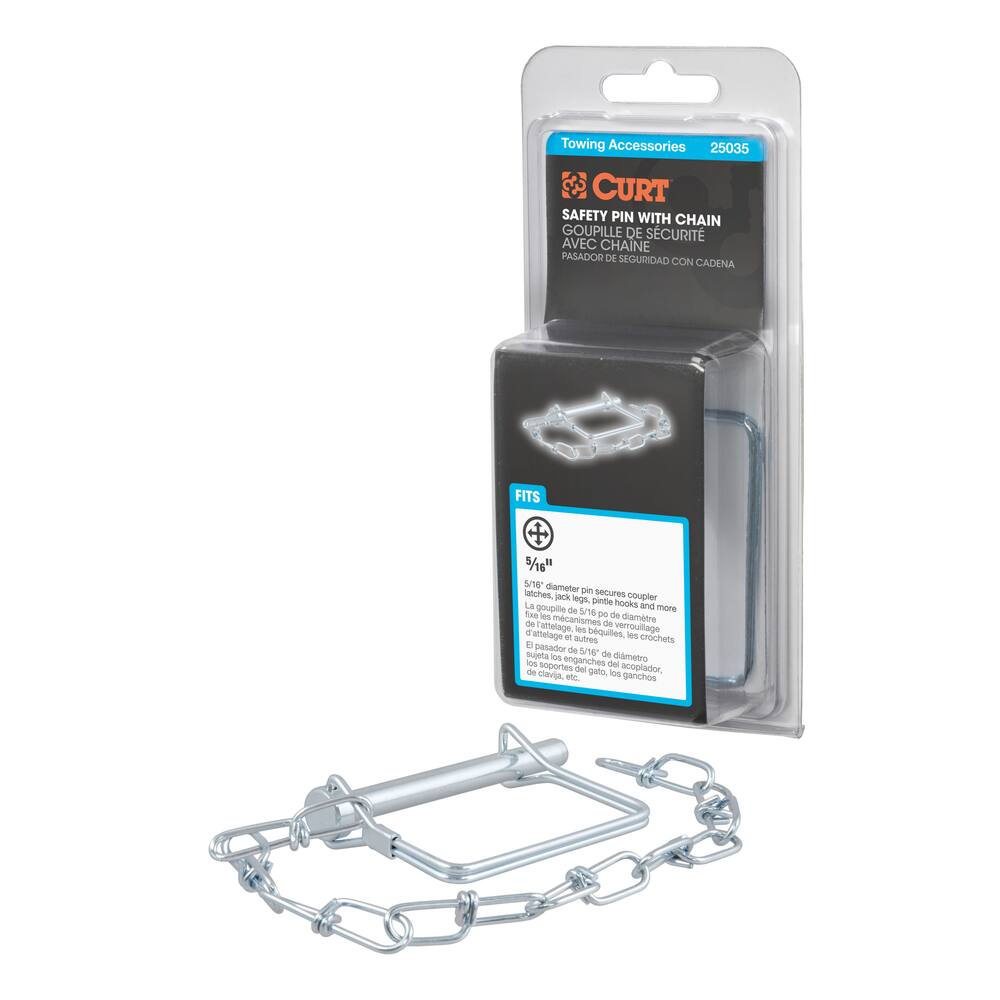 CURT 5/16-in Safety Pin with 12-in Chain (3-in Pin Length, Packaged)