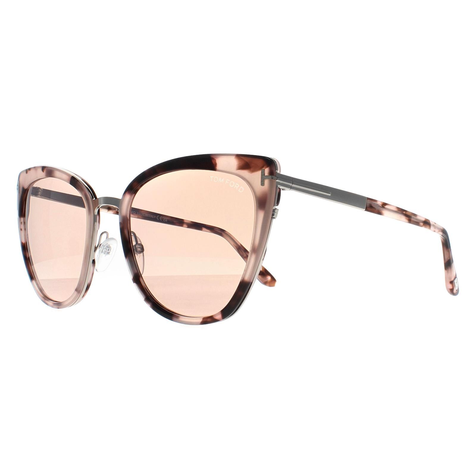 Tom Ford Cat Eye Coloured Havana Brown Mirror Simona FT0717 Sunglasses