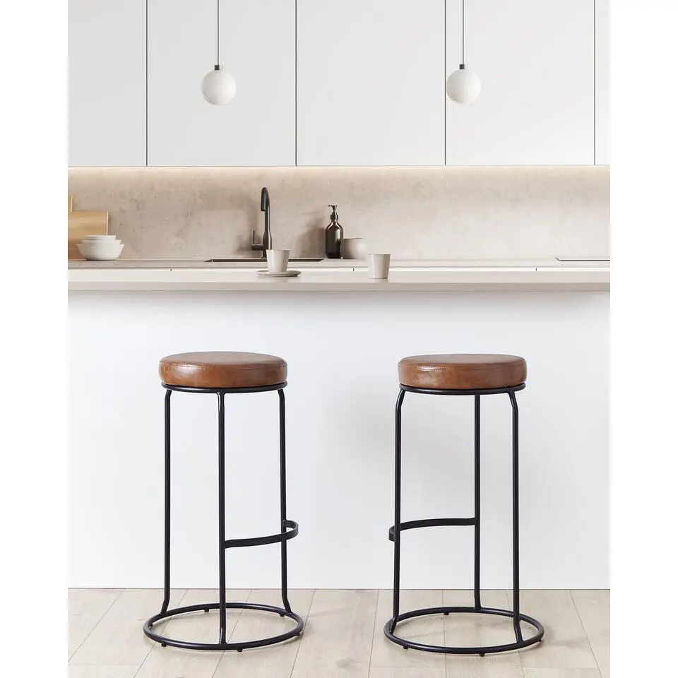 MILROY - Barkruk set van 2 - Bruin - Kunstleer