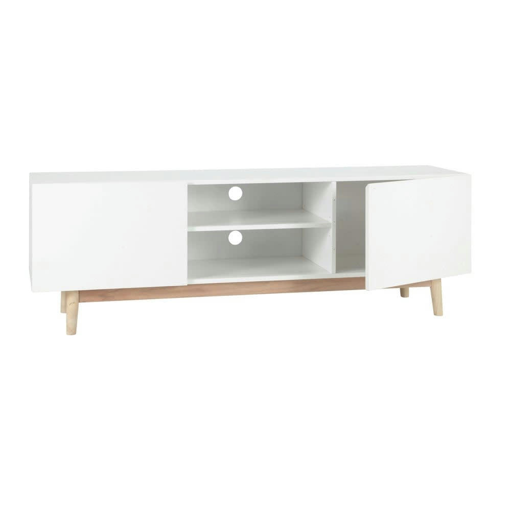 Artic - Meuble TV vintage 2 portes blanc