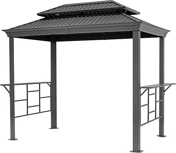 Abri Barbecue avec Toit en Acier étanche résistant aux UV, avec 2 Supports latéraux Pratiques, Couleur Anthracite