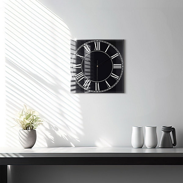 Horloge murale Wallfluent 30x30 cm Aiguilles noires Chiffres romains noirs 1 pcs