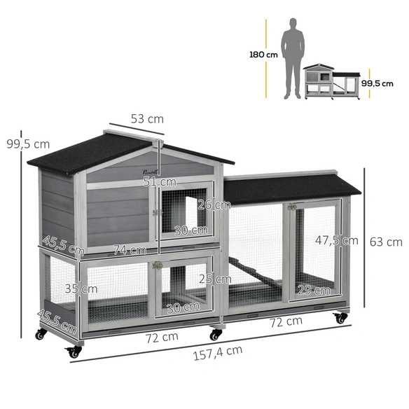 Kleintierstall, LxBxH: 157,4x53x99,5 cm, grau