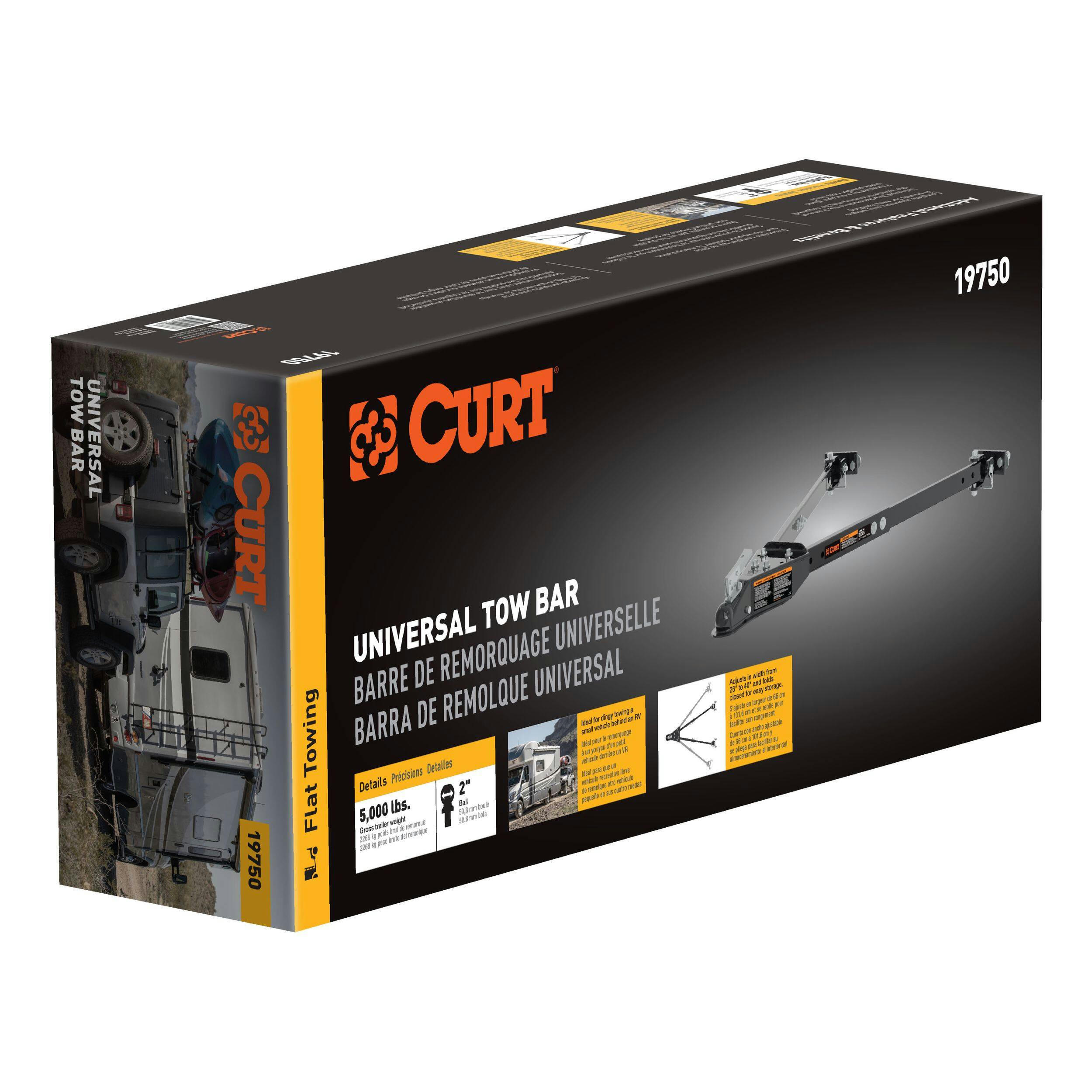 CURT 19750 Universal Tow Bar for Flat or Dinghy Towing 5,000 lb, 2