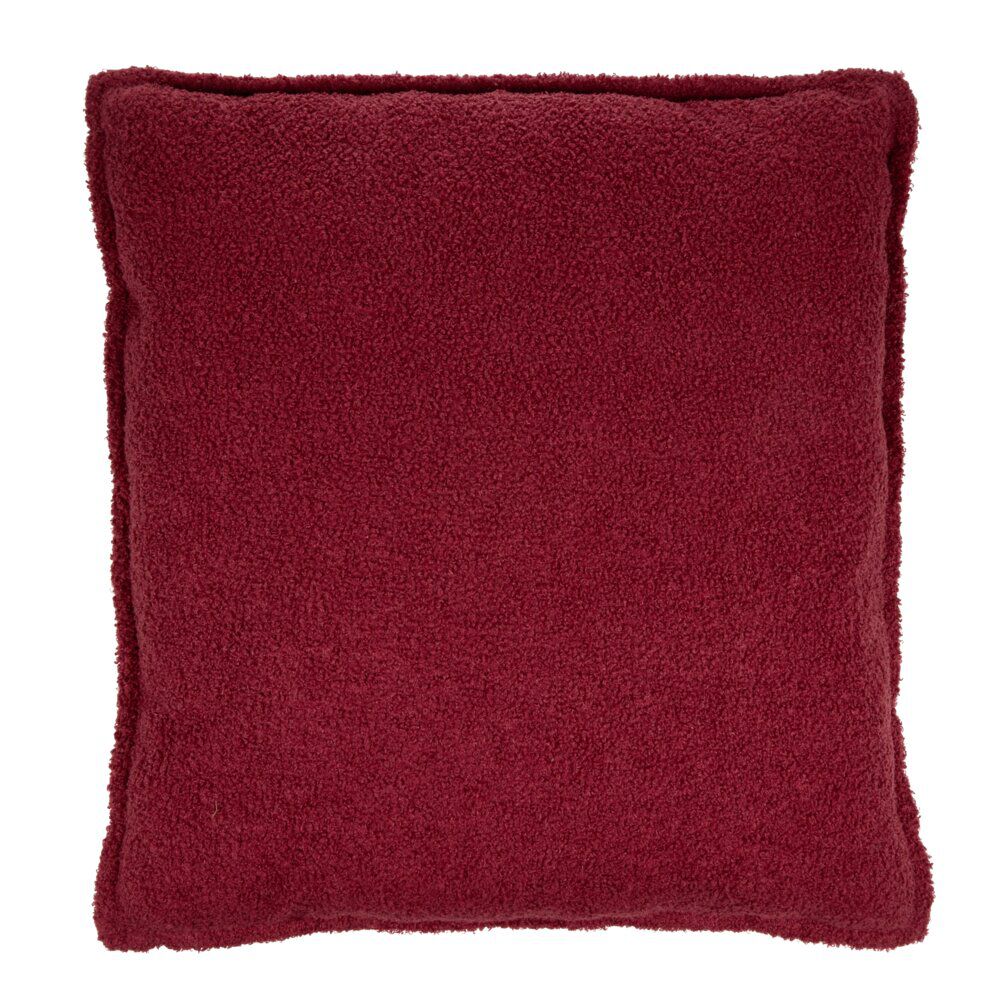 Coussin carré bouclette uni 60x60cm (2 modèles rouge ou marron)