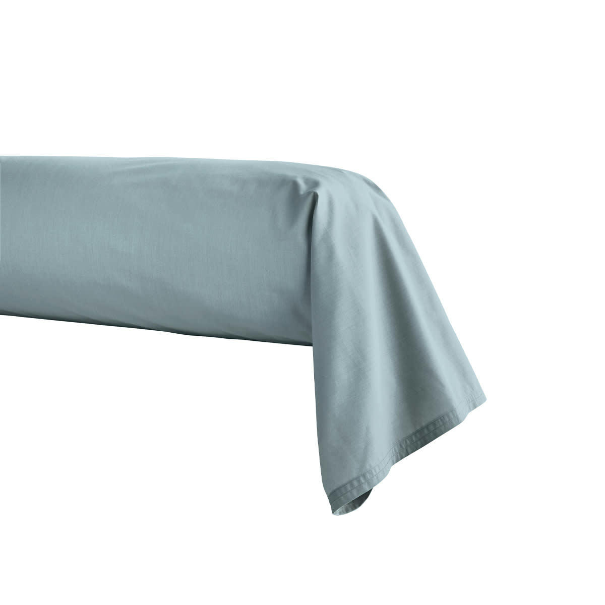 PREMIÈRE - Taie de traversin en percale de coton bleu glacier 43x190