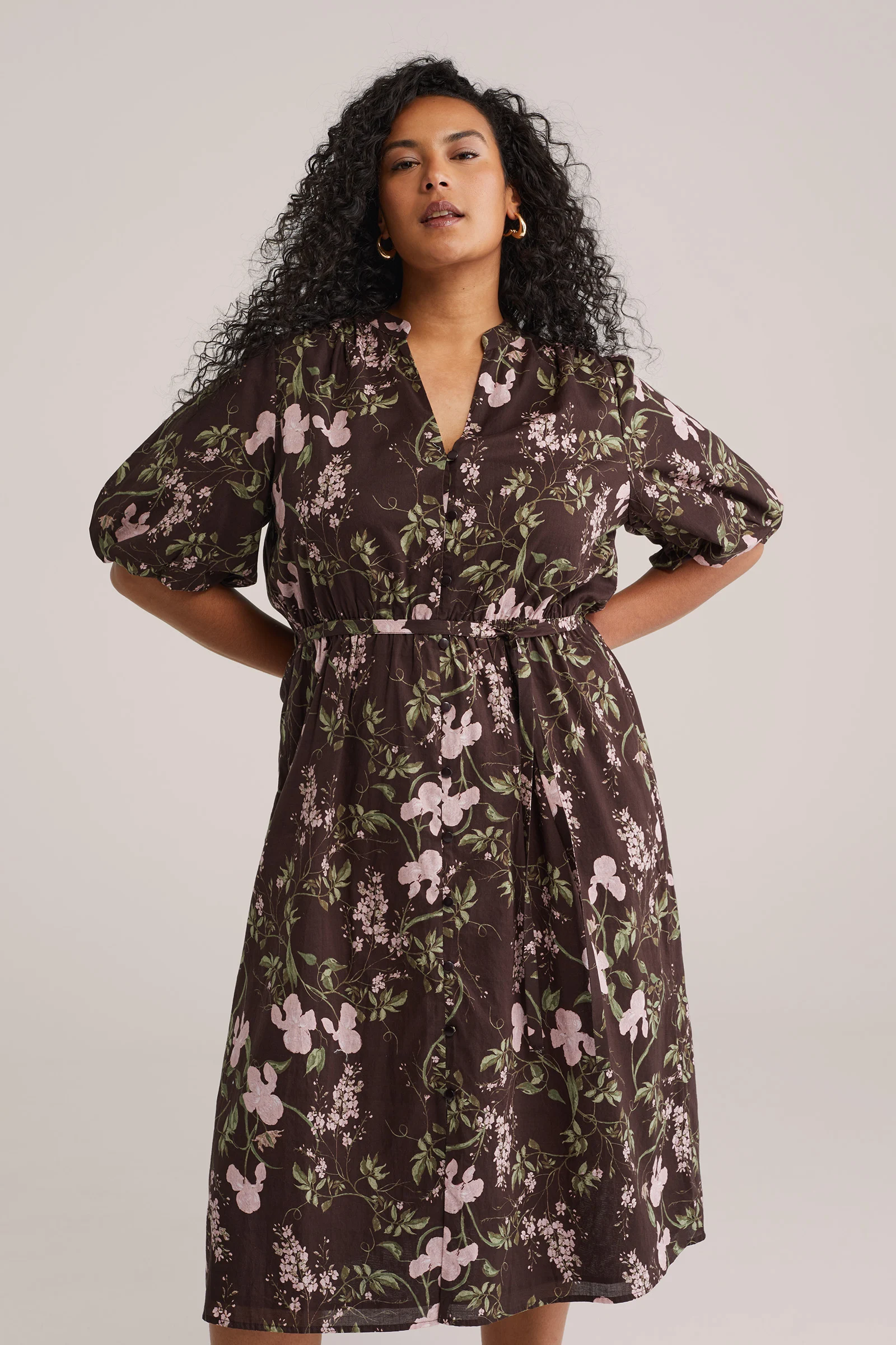 Dames midi jurk met print - Curve