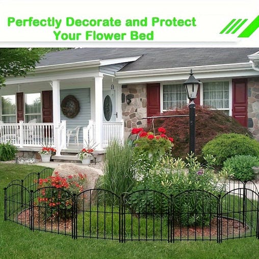 NNETM Decorative Metal Garden Fence for Outdoor Borders (10-Pack)