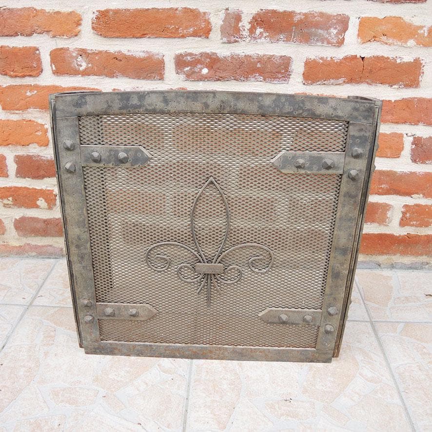 Vintage French Metal Fleur-de-Lis Fireplace Guard