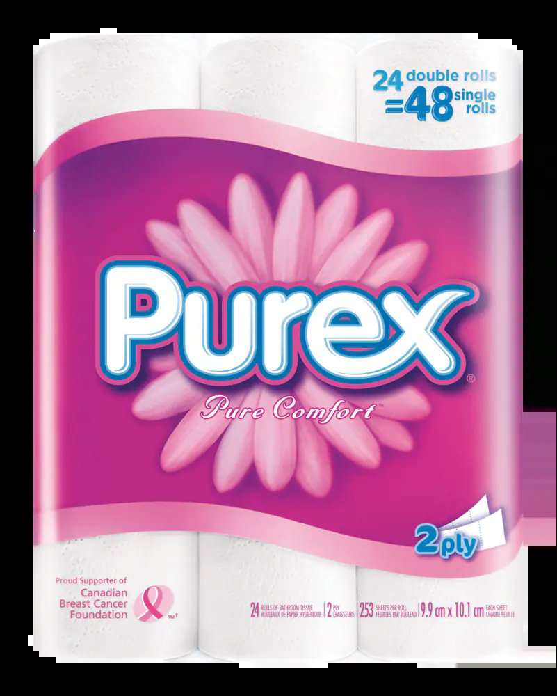 Purex Pure Comfort Double Roll Toilet Paper, 2-ply Tissue, 24-pk