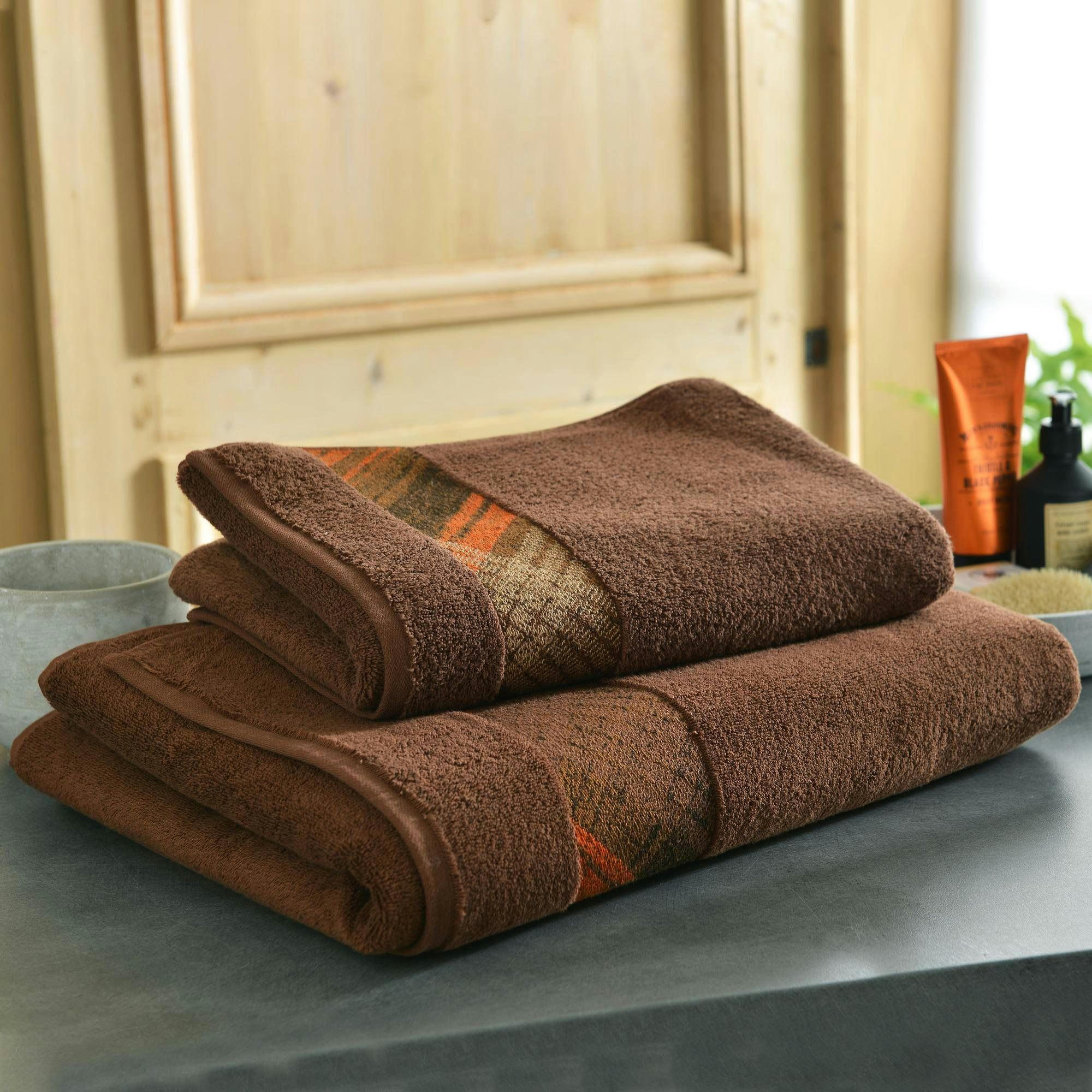 AUDRI - Serviette de toilette 50x100 marron chocolat en coton 500 g/m²