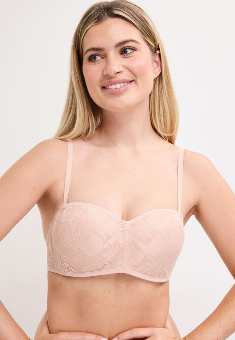 Womens Nude Lace Multiway Bandeau Bra